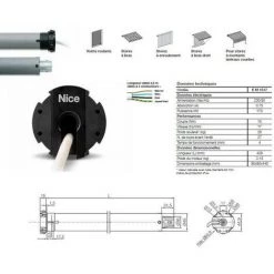Moteur ERA M Ø 45 Mm, Filaire, Fin Course Mécanique, 15 Nm, 17Rpm, 28Kg, NICE - EM1517.