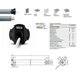Moteur ERA M Ø 45 Mm, Filaire, Fin Course Mécanique, 30 Nm, 17Rpm, 56Kg, NICE - EM3017.