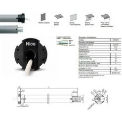 Moteur ERA M Ø 45 Mm, Filaire, Fin Course Mécanique, 8 Nm, 17Rpm, 15 Kg, NICE - EM817.