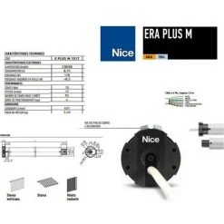 Moteur ERA Plus M Ø 45 Mm, 15Nm, Radio, Bouton De Fin De Course, TTBus NICE - EPLUSM1517.